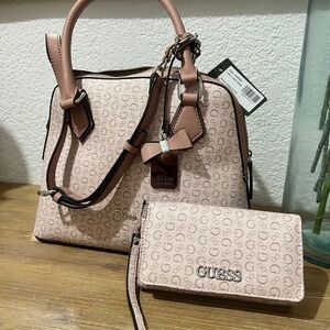 GUESS Blush Logo Satchel and Wallet Duo
